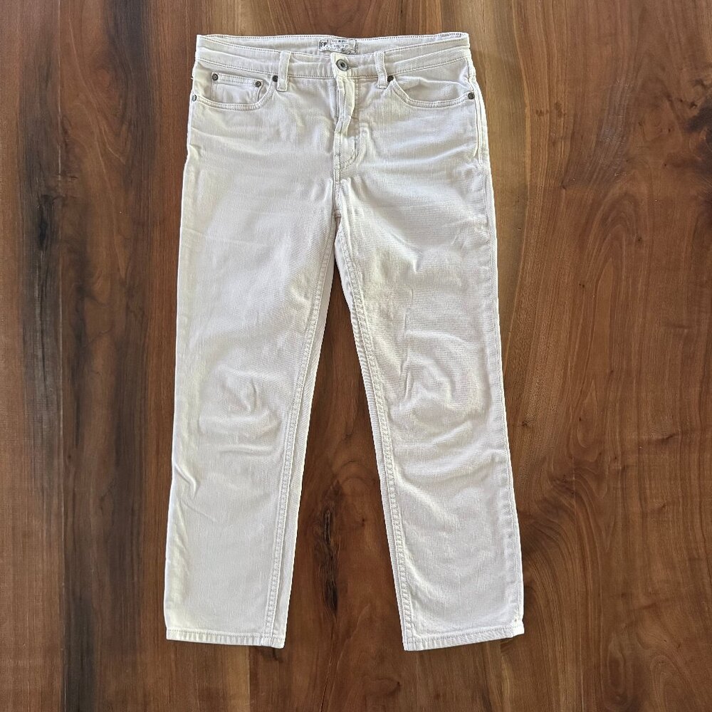 Free People cream straight leg crop jeans, sz 27